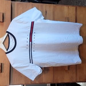 Tommy Hilfiger: Men's Tino Logo T-Shirt, White/Navy/Red, Large